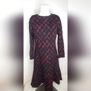 Tommy Hilfiger Size 8 Elegant Black and Red Geometric Dress